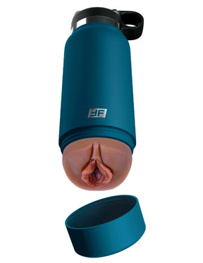 Pipedream Private Pleaser Bottle Stroker — Blue Bottle, Brown Sleeve - PDRD627-29