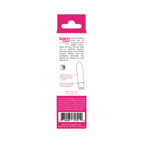 VeDO Bam Mini Rechargeable Bullet Vibe, Foxy Pink - VI-P1409