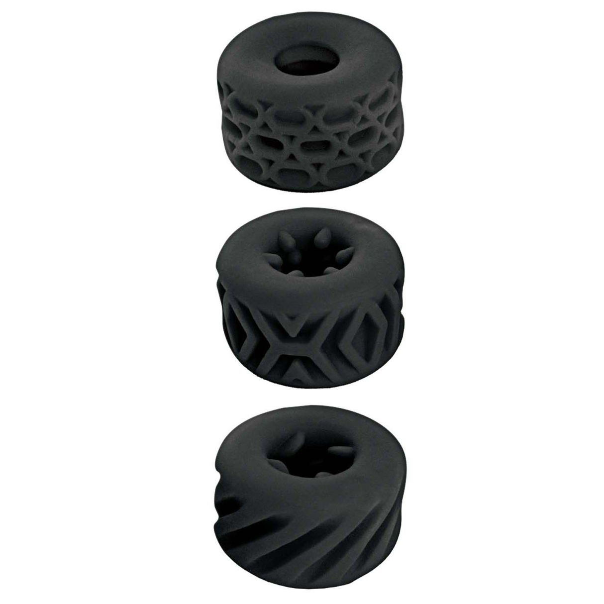 Nasstoys Super Stretchy Stroker Rings, 3-Pack — Black Silicone - NW3350-2