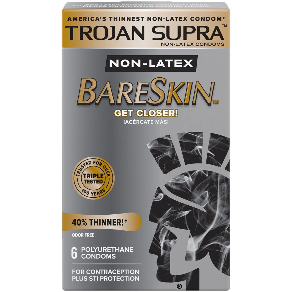 Paradise Marketing Trojan Supra Bareskin Ultra Thin Polyurethane Condoms — 6 Pack - TJ90242