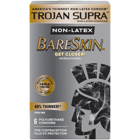 Paradise Marketing Trojan Supra Bareskin Ultra Thin Polyurethane Condoms — 6 Pack - TJ90242
