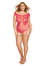 Dreamgirl Garter Teddy — Queen Size, Watermelon - DG-13413XWATQ