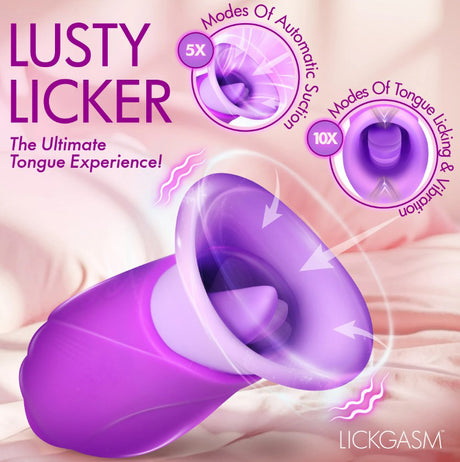 XR Brands Licking Violet Clitoral Sucking & Licking Vibrator — Purple - LG-AH928