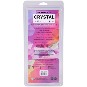 Doc Johnson Crystal Jellies Curved Realistic Dildo with Balls, 7.25 in Purple - DJ0288-36-CD