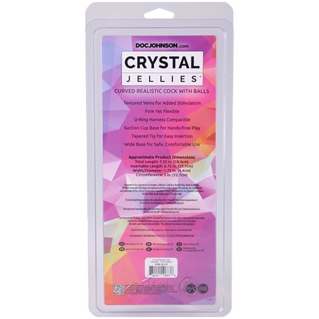 Doc Johnson Crystal Jellies Curved Realistic Dildo with Balls, 7.25 in Purple - DJ0288-36-CD