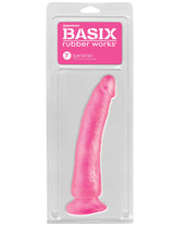 Basix Rubber Works - Slim 7 Inch With Suction Cup - Pink