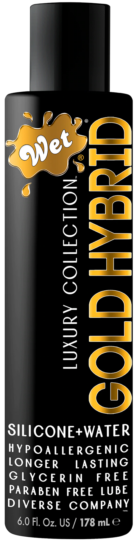 Wet Gold Hybrid Water‑Silicone Lubricant, 6 fl oz (178 mL) - WT106