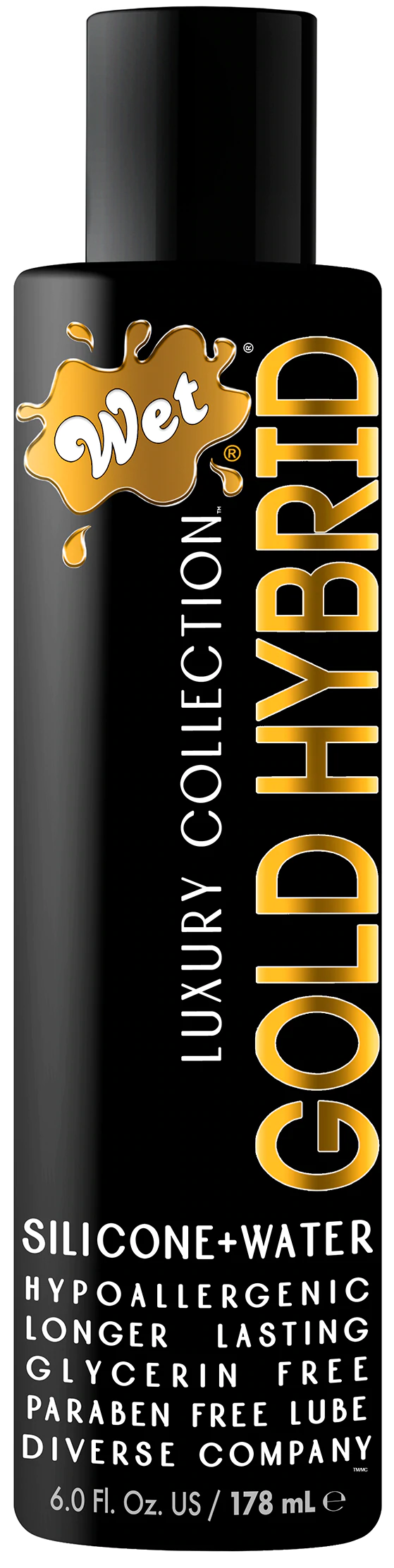 Wet Gold Hybrid Water‑Silicone Lubricant, 6 fl oz (178 mL) - WT106
