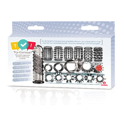 The 9's Try-Curious Cock Ring and Sleeve Set by Icon Brands