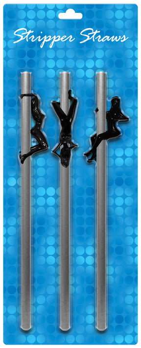 Kheper Games Female Stripper Straws — 3 Silver-Colored, 8.5 in - KG-NVS87