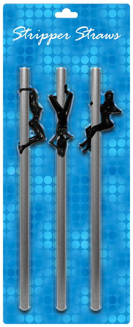 Kheper Games Female Stripper Straws — 3 Silver-Colored, 8.5 in - KG-NVS87