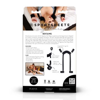 Sportsheets Signature Sex Sling — Black, Adjustable Straps & Detachable Cuffs - SS68114