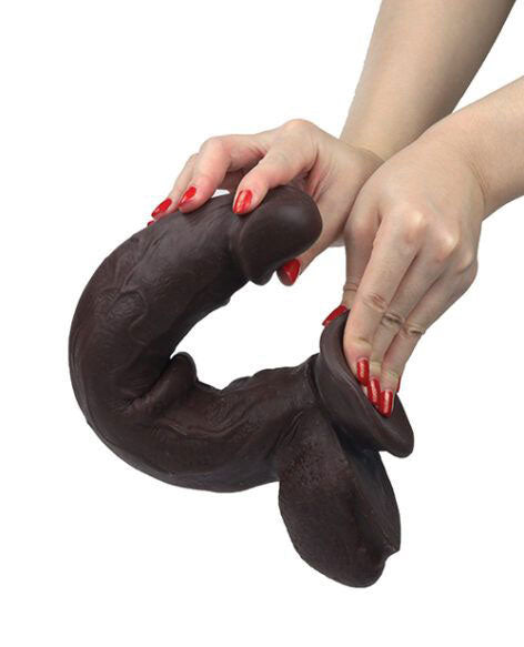 Real Skin 12 Dual Layer Dildo - Dark Brown