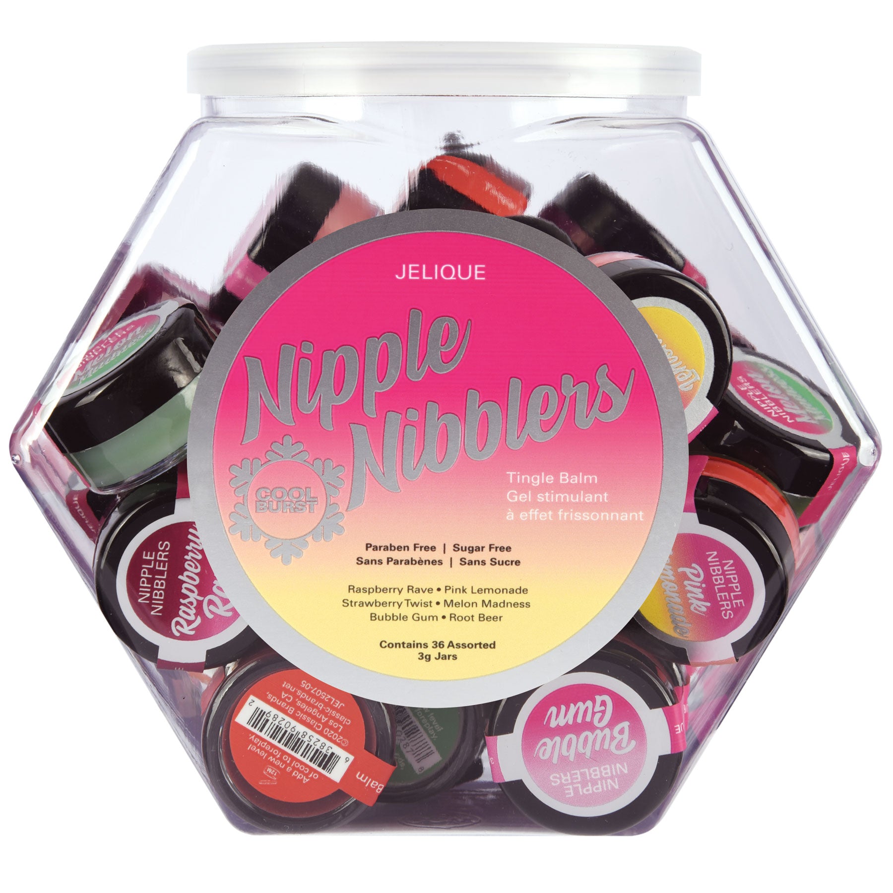 Nipple Nibblers Tingle Balm - 36 Pc. Bowl - 3gm Jars Assorted by Jelique Products