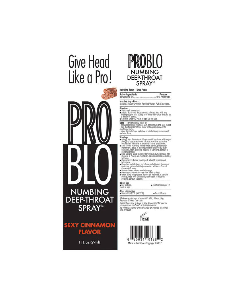 Problo Numbing Deep-Throat Spray - Sexy Cinnamon - 1 Fl. Oz. by Little Genie