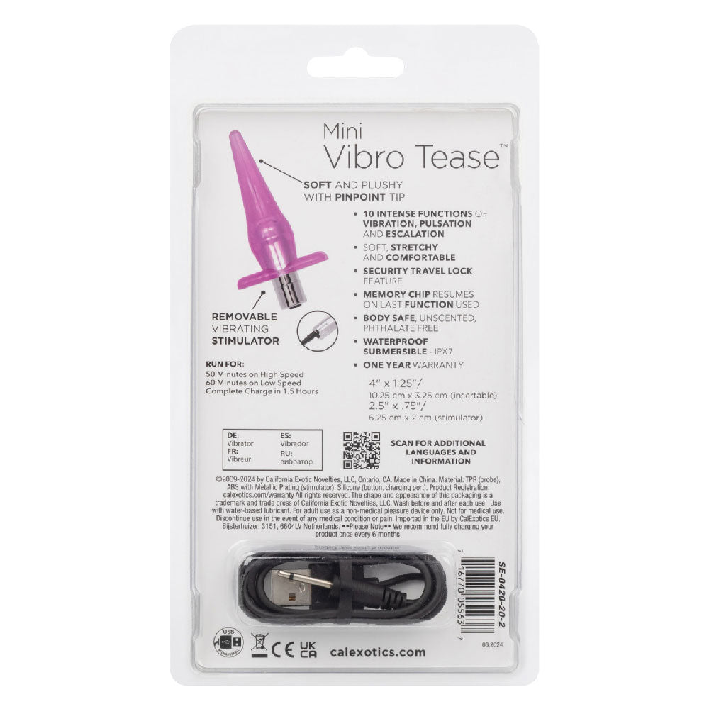 CalExotics Mini Vibro Tease Slender Probe, Pink - SE0420202