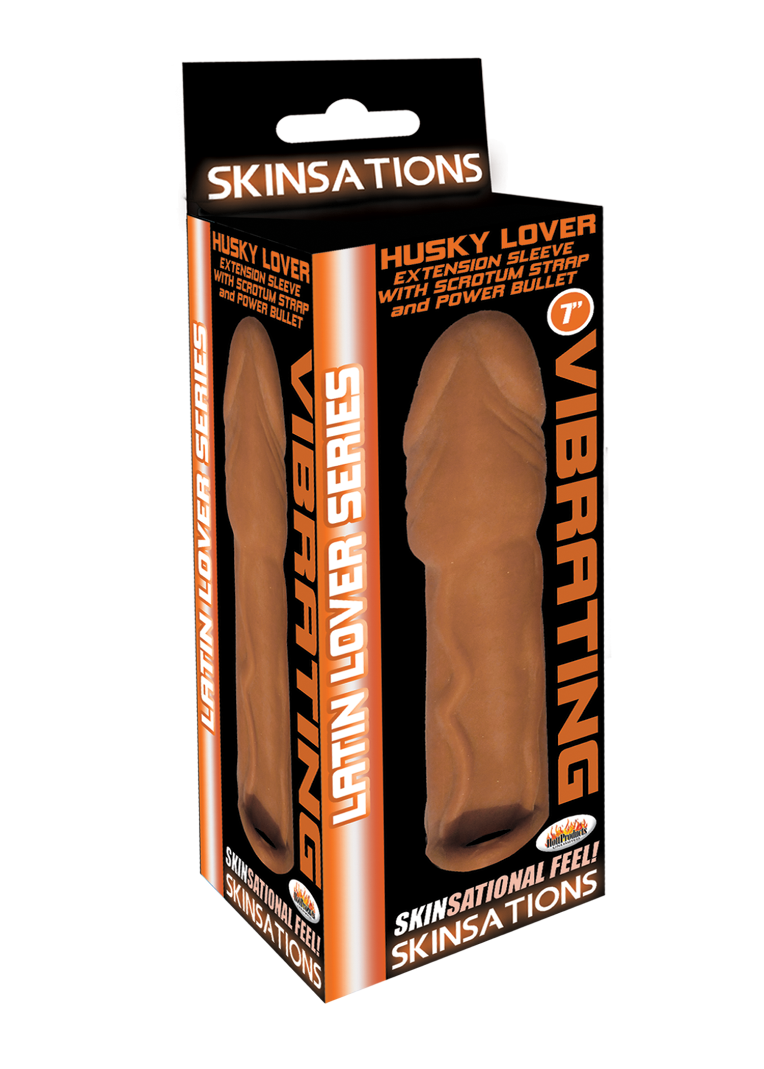 Skinsations Latin Lover Series Husky Lover 7 Inch Vibrating - Brown by Hott Products