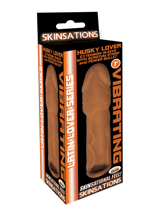 Hott Products Skinsations Husky Lover 7 Inch Vibrating Sleeve - Brown - HTP3059