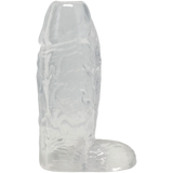Doc Johnson Titanmen Cock Sleeve with Ball Strap — 5.25 in Clear - DJ3400-26-CD