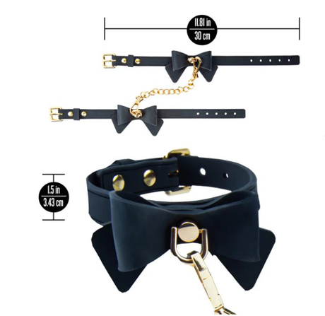 Blush Ardor Wrist & Ankle Restraint Set — Black with Bow - BL-55525