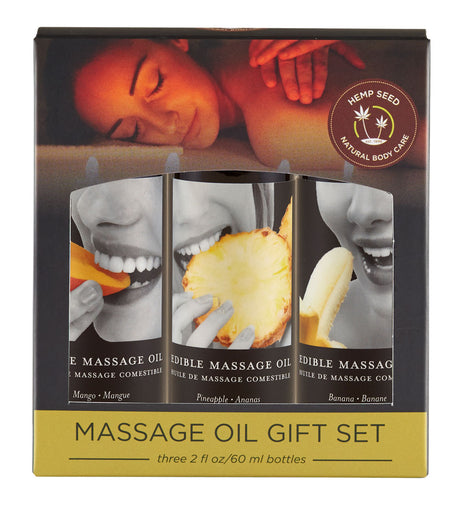 Earthly Body Edible Massage Oil Gift Set — 3 x 2 fl. oz. - EB-MSEG003TR