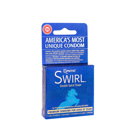 Paradise Marketing Kimono Swirl Condoms — Double-Helix Head, 3 Count (2.13" Width) - PM3803