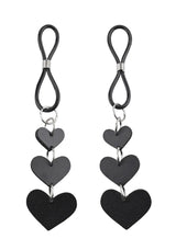 Sportsheets Heart Nipple Ties — Black, 3 Faux Leather Hearts - SS09857