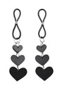 Sportsheets Heart Nipple Ties — Black, 3 Faux Leather Hearts - SS09857