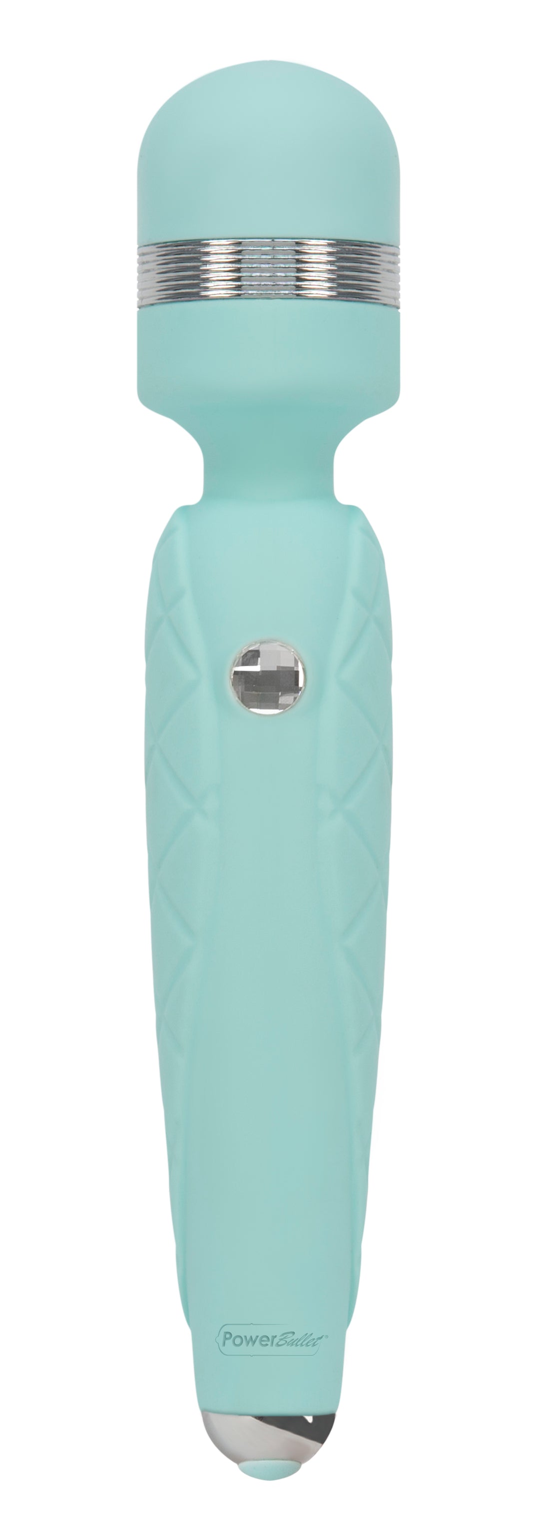 BMS Factory Pillow Talk Cheeky Wand Massager with Swarovski Crystal — Teal, 8 in - BMS2671-9