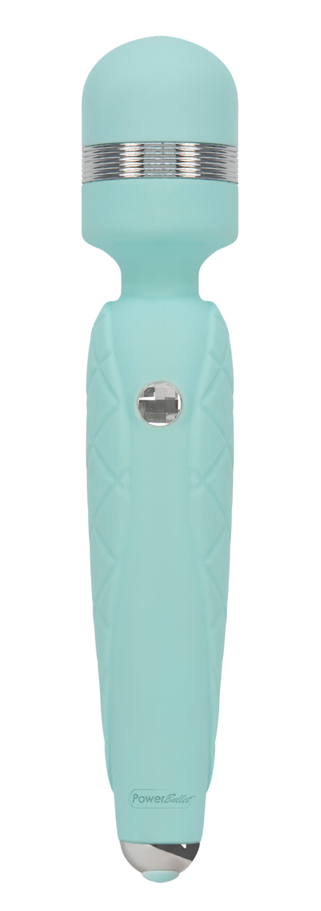 BMS Factory Pillow Talk Cheeky Wand Massager with Swarovski Crystal — Teal, 8 in - BMS2671-9