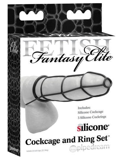 Fetish Fantasy Elite Cockcage and Ring Set - Black by Pipedream