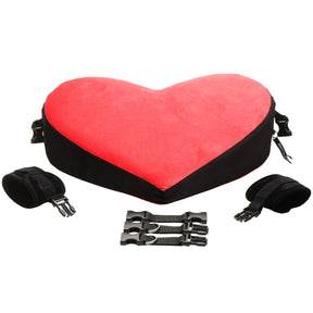 XR Brands Bondage Love Pillow — Heart Positionary Pillow, Black/Red - BB-AH365