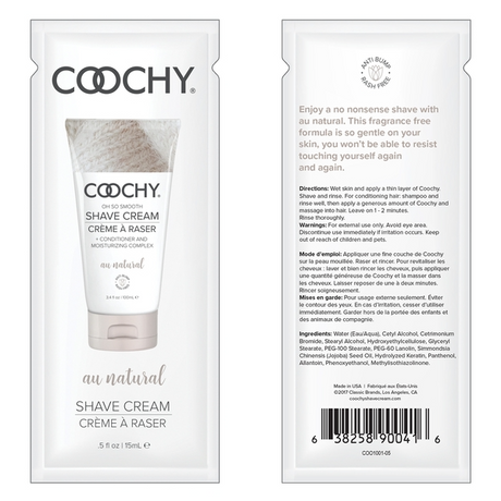 Coochy Au Natural Shave Cream — Fragrance-Free 0.5 fl oz (15 mL) - HP1020