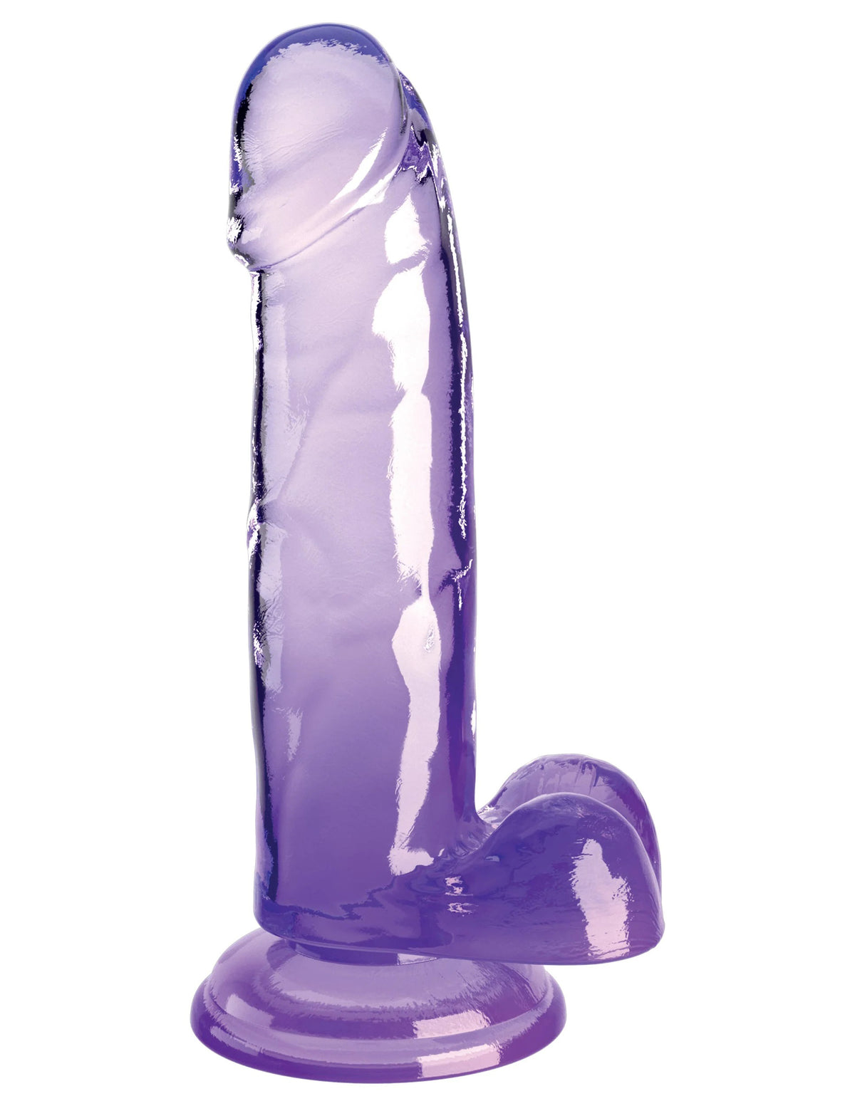 Pipedream King Cock Clear 7 Inch Dildo with Balls — Purple - PD5754-12