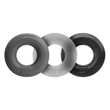 Hunkyjunk HUJ3 C-Ring 3-Pack, Tar/Ice/Stone — plus+silicone blend - OX-HUJ-102-TARMULTI