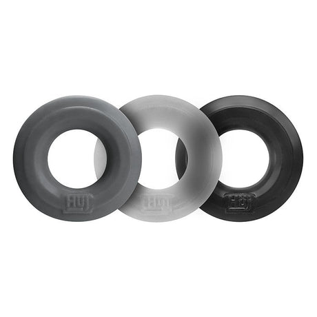 Hunkyjunk HUJ3 C-Ring 3-Pack, Tar/Ice/Stone — plus+silicone blend - OX-HUJ-102-TARMULTI