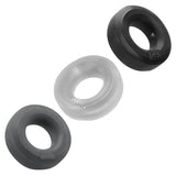 Hunkyjunk HUJ3 C-Ring 3-Pack, Tar/Ice/Stone — plus+silicone blend - OX-HUJ-102-TARMULTI