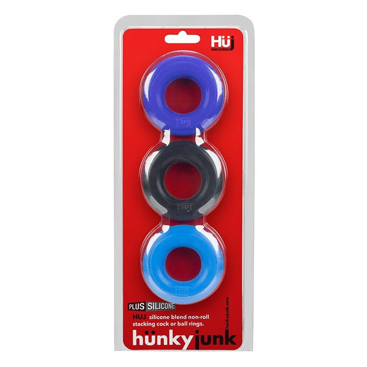 Hunkyjunk HUJ3 C-Ring 3-Pack — Cobalt Multi - OX-HUJ-102-BLUMULTI
