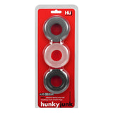 Hunkyjunk HUJ3 C-Ring 3-Pack, Tar/Ice/Stone — plus+silicone blend - OX-HUJ-102-TARMULTI