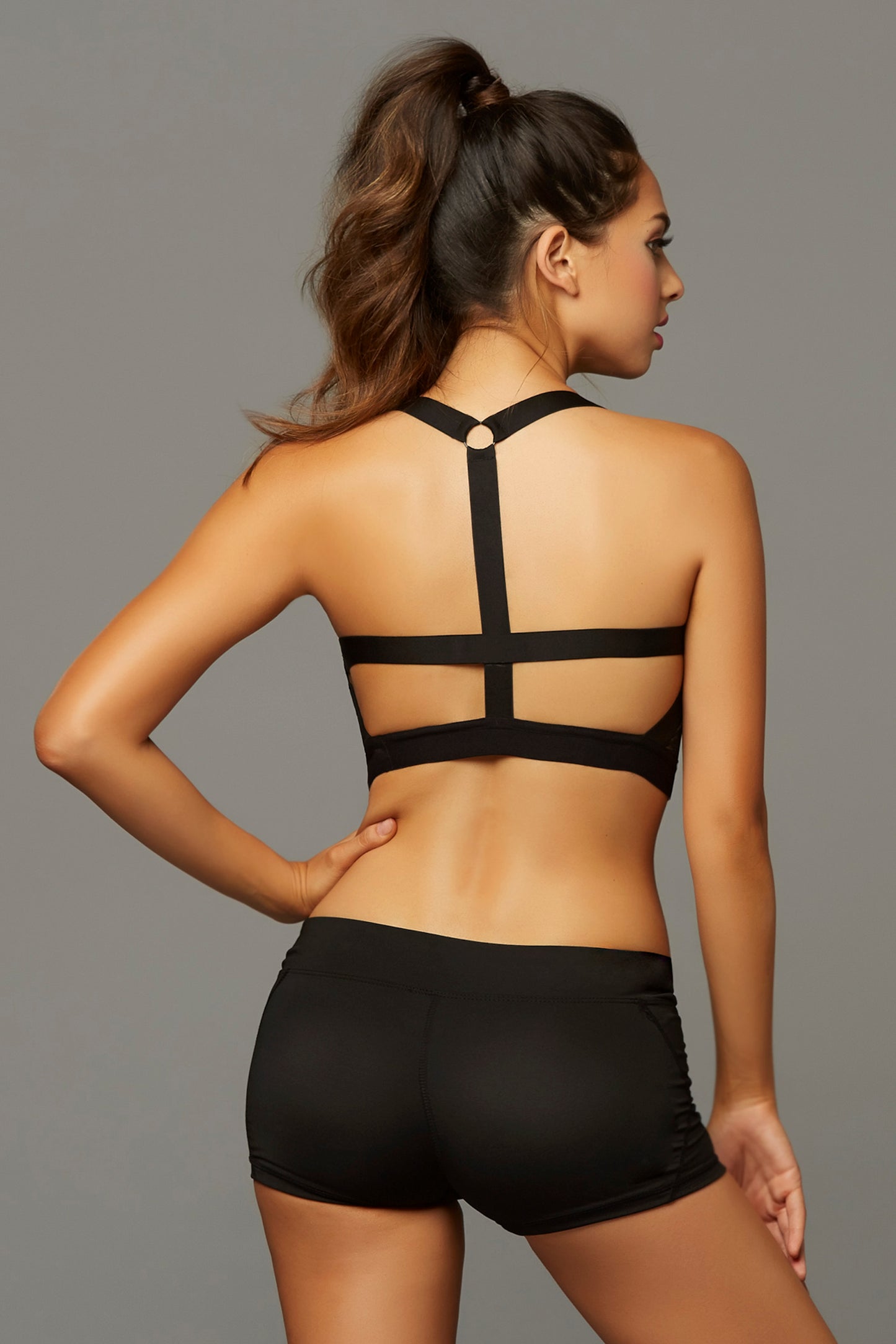 Strike Rock Solid Space Dye Sports Bra - Large - Black by Seven Til Midnight