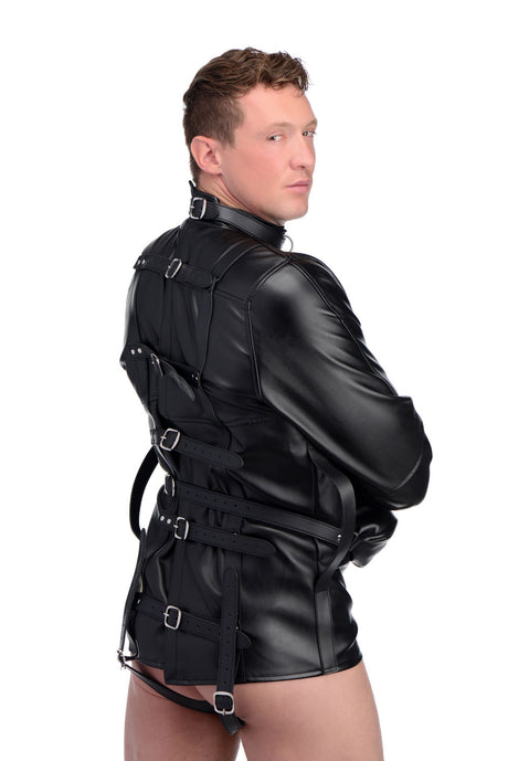 XR Brands Straight Jacket — Large, Unisex Leather-Like Restraint - STR-AF569-LRG