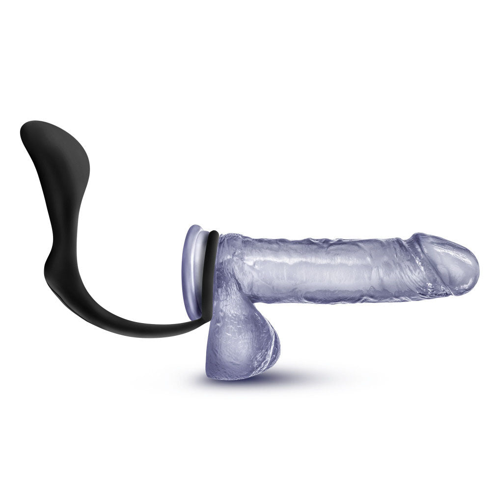 Anal Adventures - Platinum - Cock Ring Plug - Black by Blush