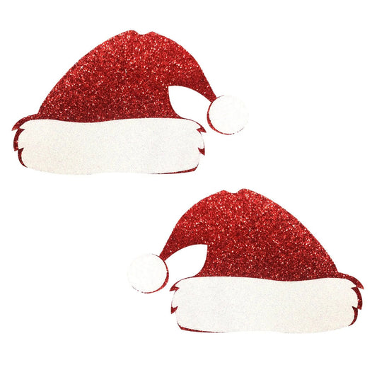 Neva Nude Glitter Santa Hat Nipple Covers — 2 Pack (3.75" x 2") - NN-FA-HAT-NS