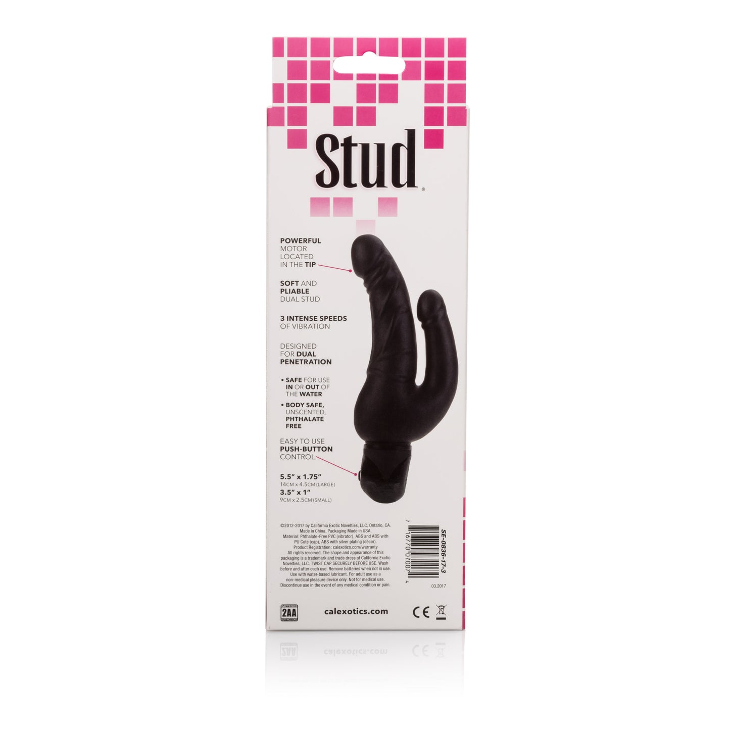 Waterproof Power Stud Over and Under Dong - Black by CalExotics