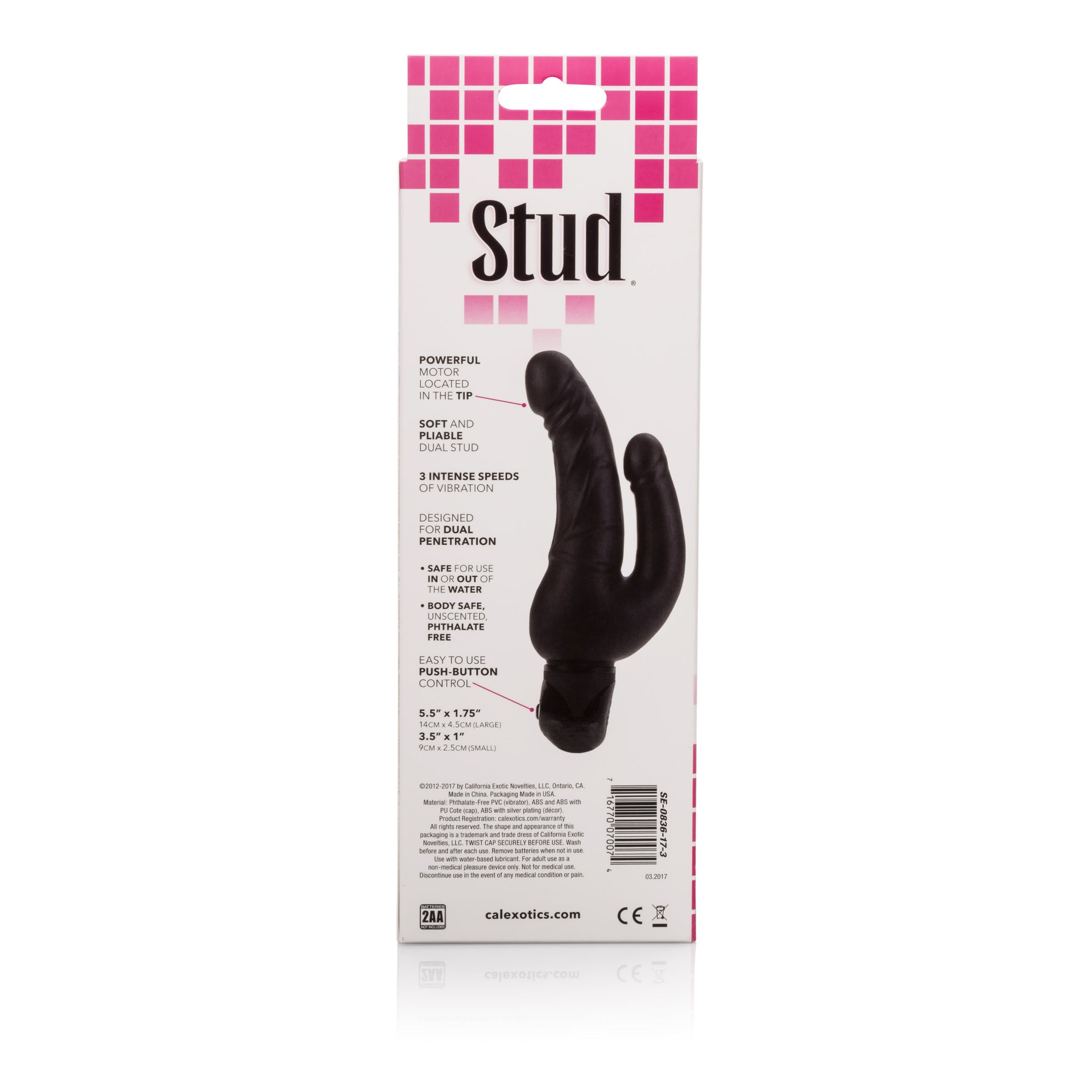 Waterproof Power Stud Over and Under Dong - Black by CalExotics