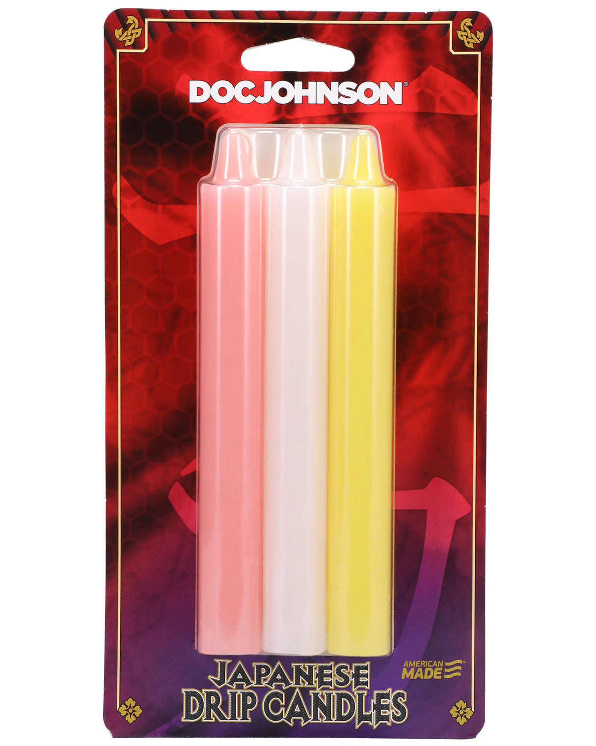 Doc Johnson Japanese Drip Candles — 3 Pack (Pink, White, Yellow) - DJ2101-02-CD