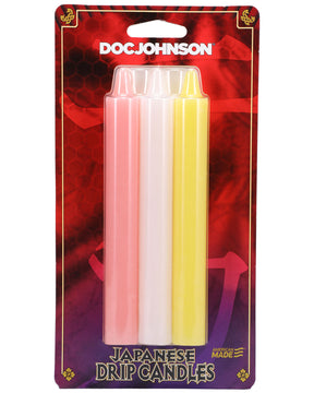Doc Johnson Japanese Drip Candles — 3 Pack (Pink, White, Yellow) - DJ2101-02-CD