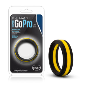Blush Performance Silicone Go Pro Cock Ring — Black/Gold/Black - BL-91112