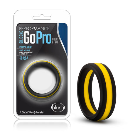 Blush Performance Silicone Go Pro Cock Ring — Black/Gold/Black - BL-91112