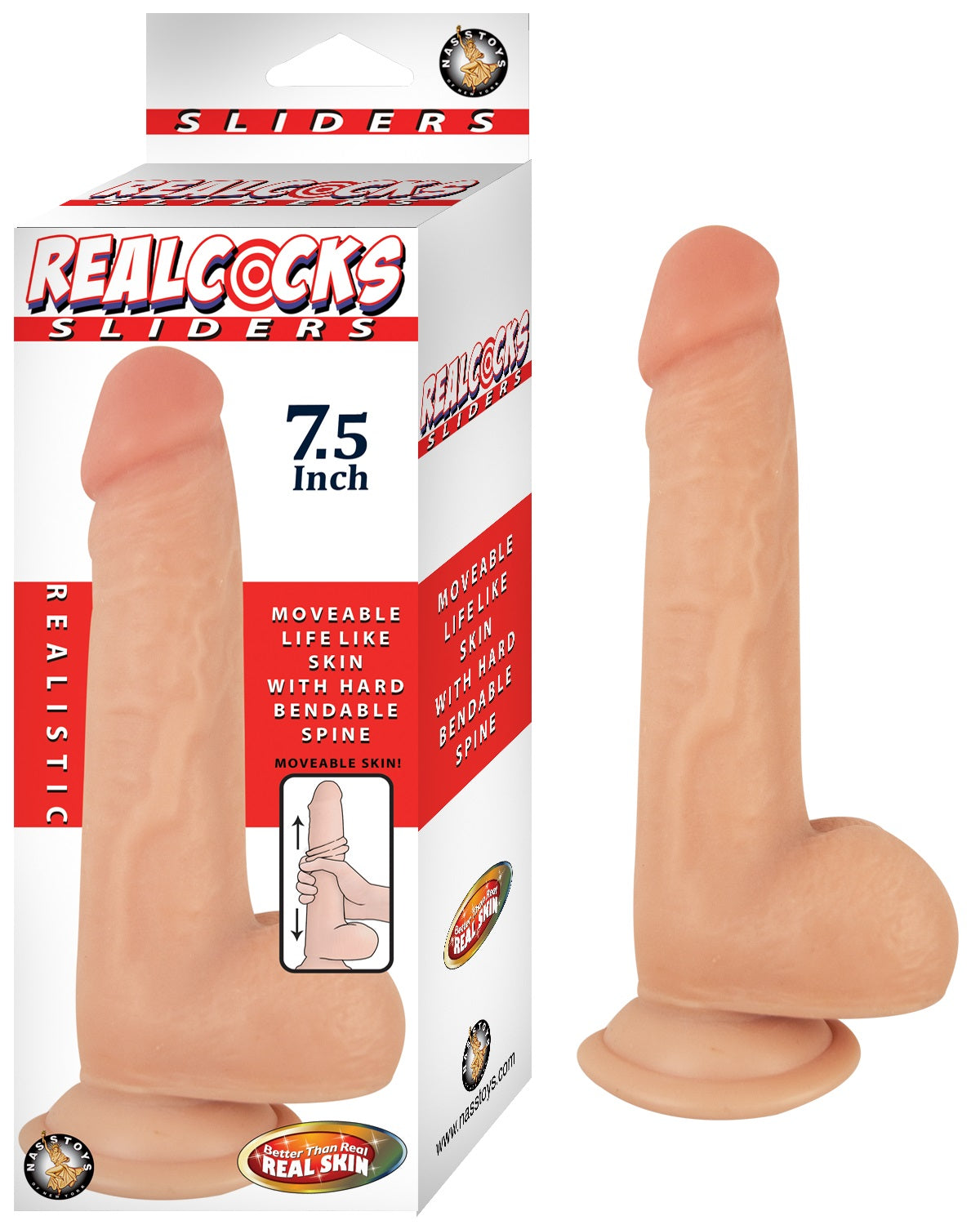 Nasstoys Realcocks Sliders Bendable Dildo, 7.5 Inch Flesh - NW2878